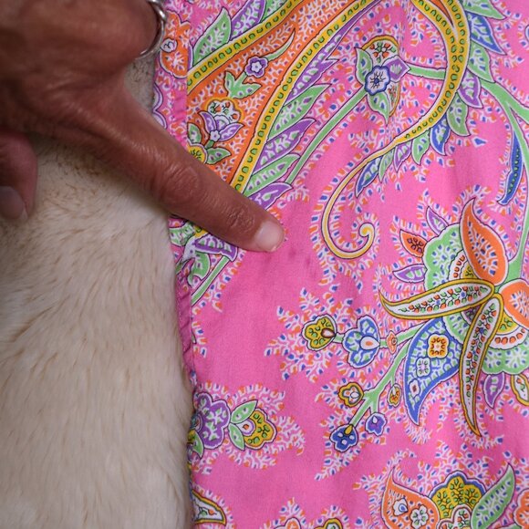 Lauren Ralph Lauren Blouse L Neon Pink Paisley Cotton Button Up Resort Chic - Picture 15 of 15